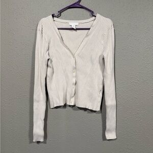 H&M Women's Cream Ribbed Sweater